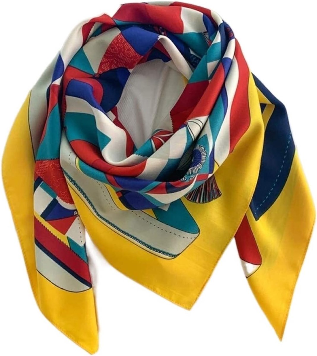 Dames Sjaal - Nekdoek Omslagdoek - Mode Accessoire - Zijdeachtig Polyester - 90x90cm - Geel
