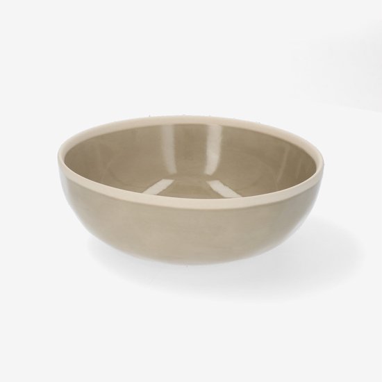 Bol beige clair avec intérieur taupe, présenté sur fond blanc.