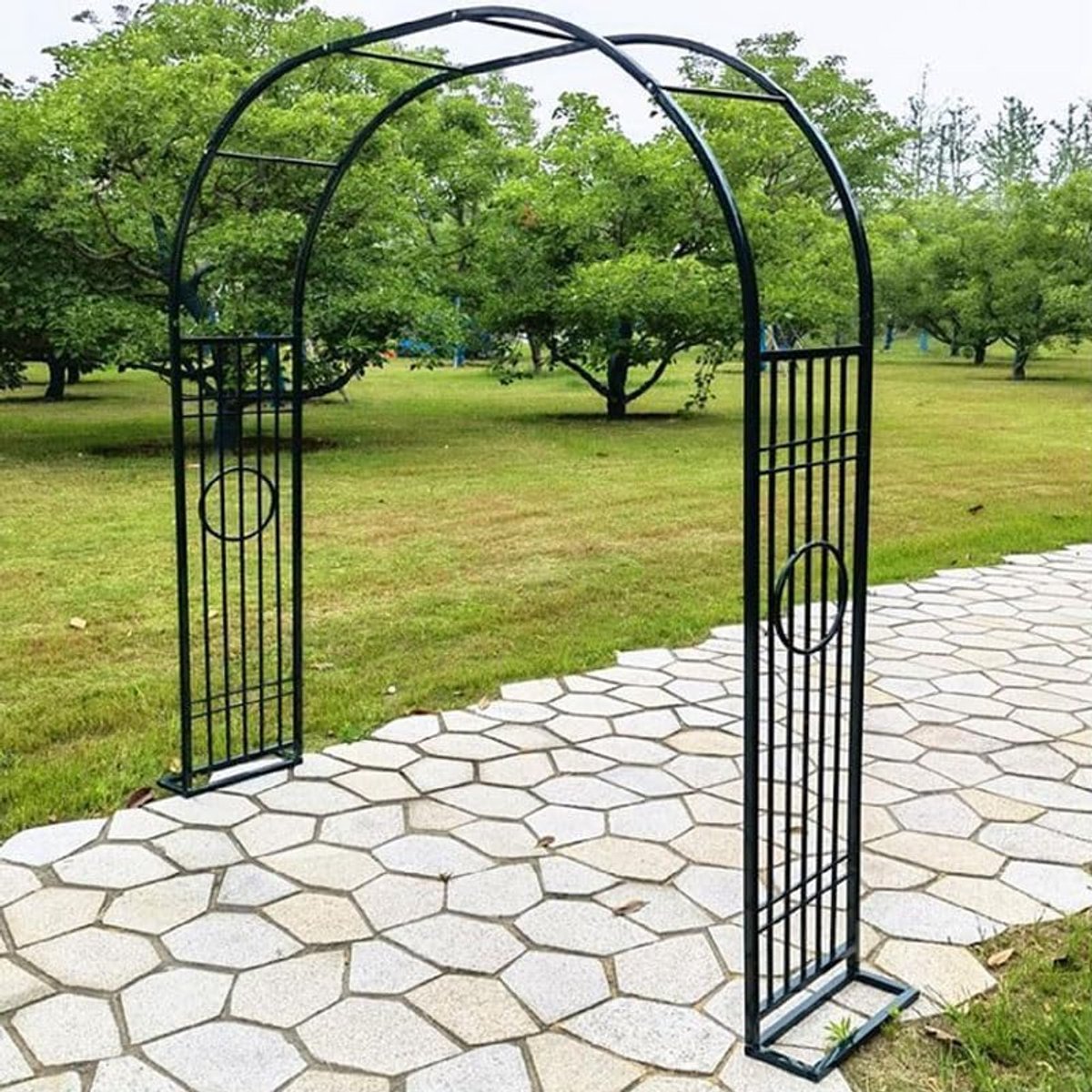 Elegante Tuinboog - Rozenrooster Buiten - Klimplanten Ondersteunen - Stevig Metalen Frame - 300 x 230 cm - Groen Roestafwerking