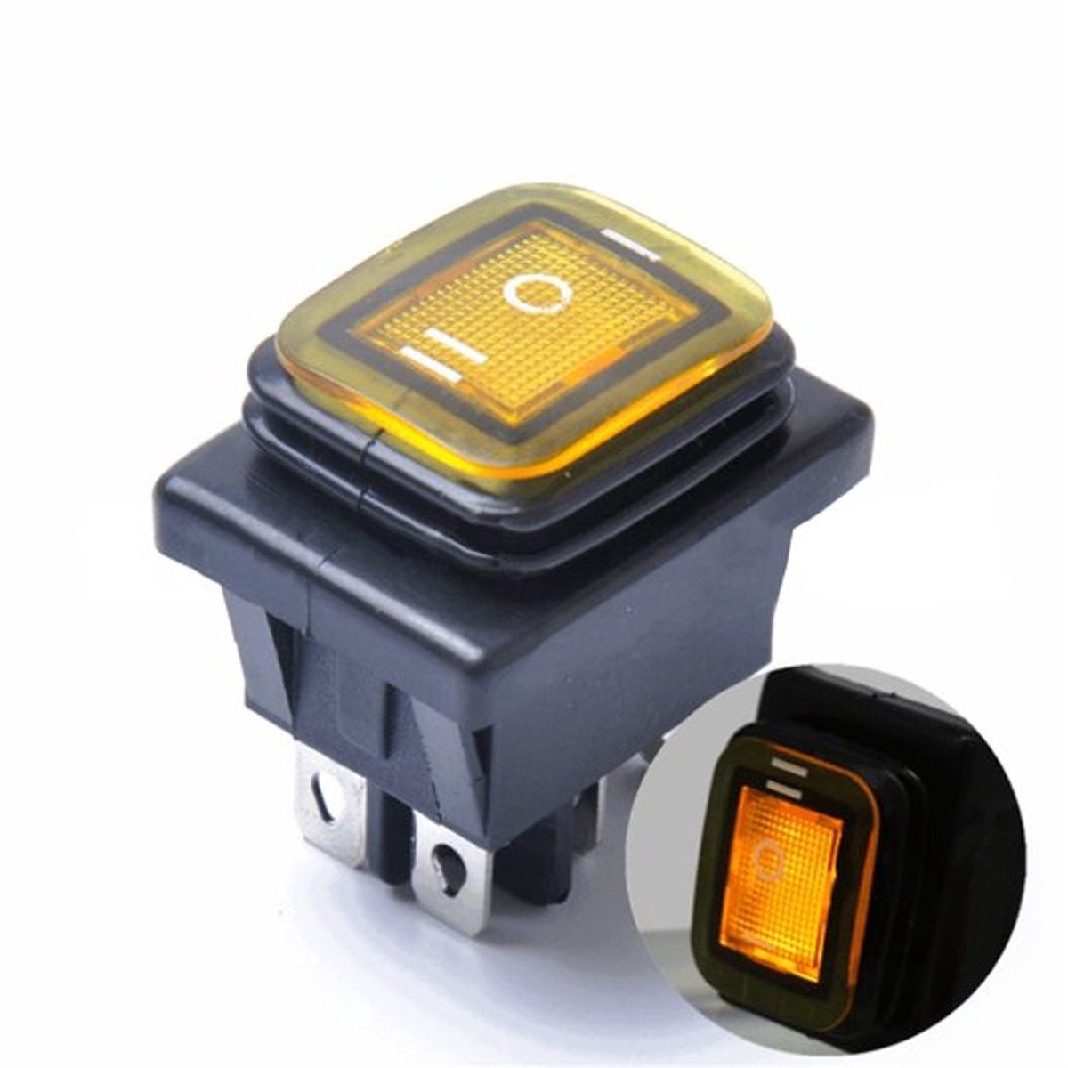 Vt products - LED Tuimelschakelaar - Waterdicht - 12V Aan/uit/aan - Geel - Geschikt