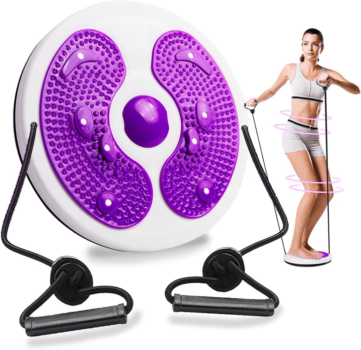 Taille Twister Disc - Fitness Draaitafel - Lichaamsvorming Workout - Met Antislip Knoppen - 32 cm Diameter - Paars