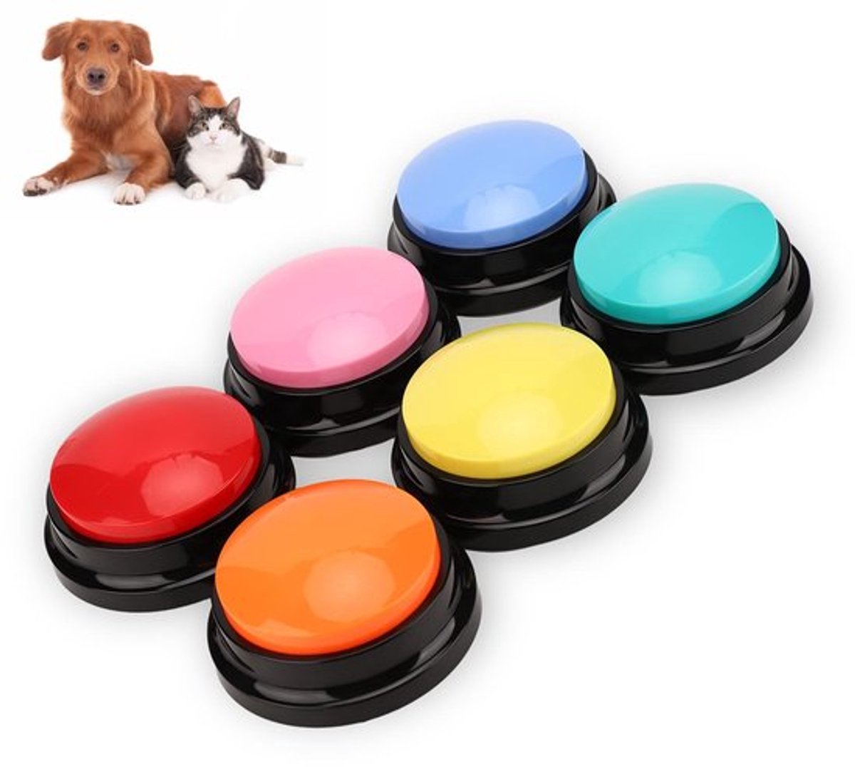 Allecto - Spraakopnameknop - Opneembare Spreekknoppen - 6-packs voor Honden en