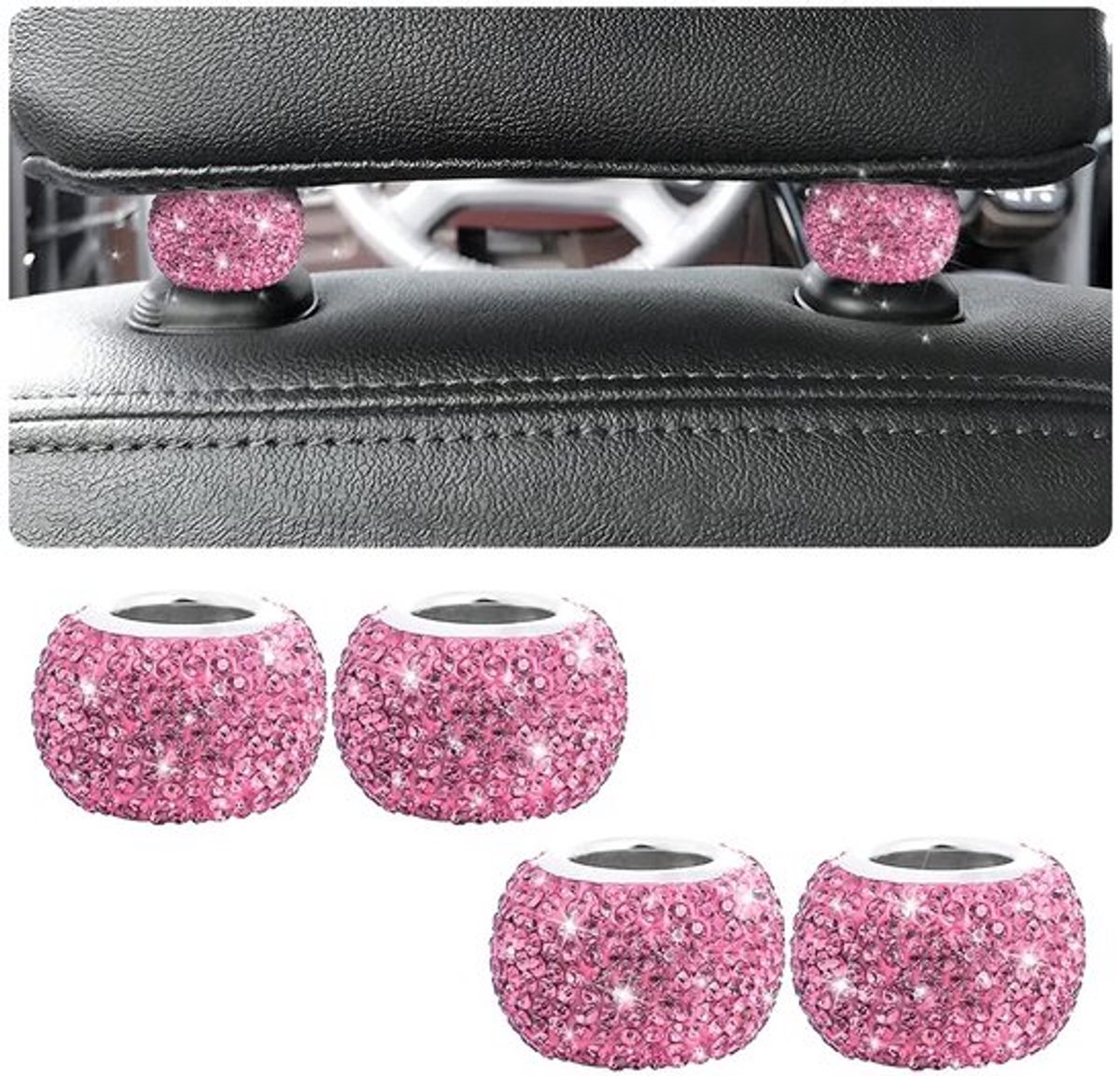 MTTProducts - Diamond Crystal Car Seat Headrest Rings - Bling Interieur Decoratie