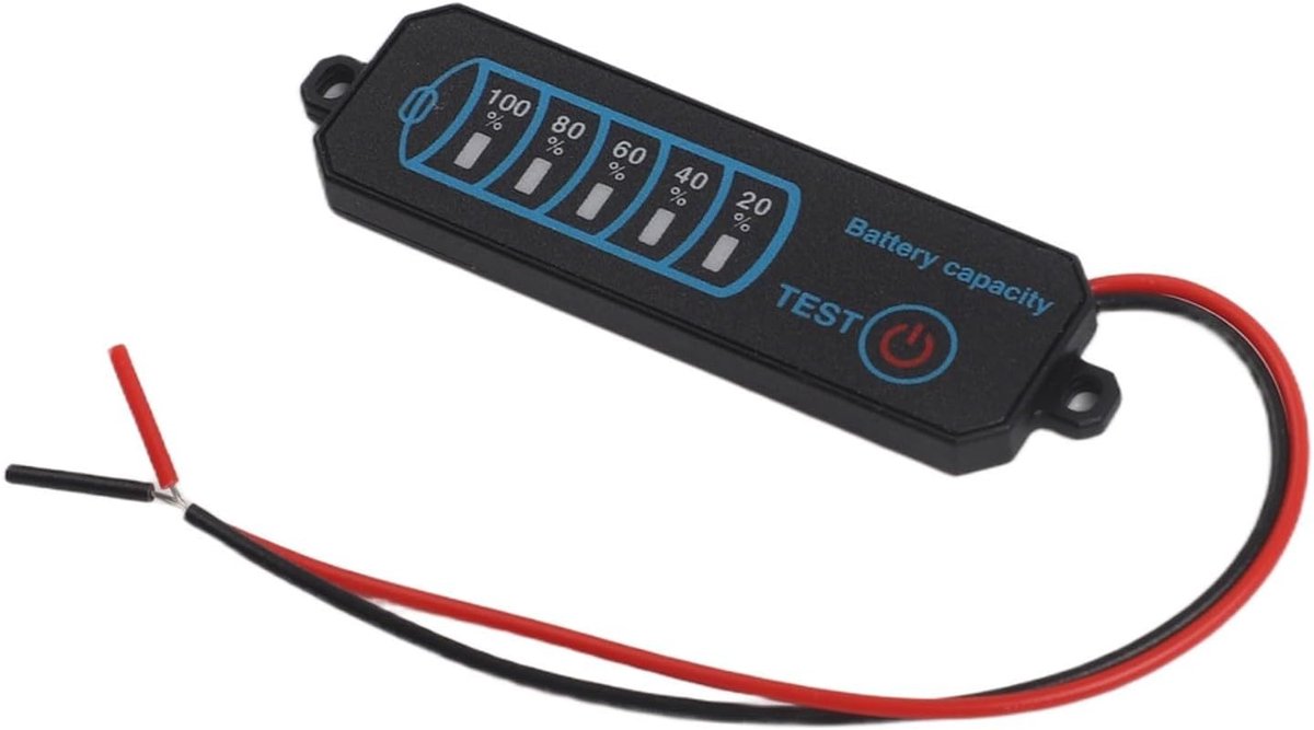 Batterij Indicator - Capaciteit Display - Niveau Monitoren - Real-time LED - DC 5-30V - Zwart