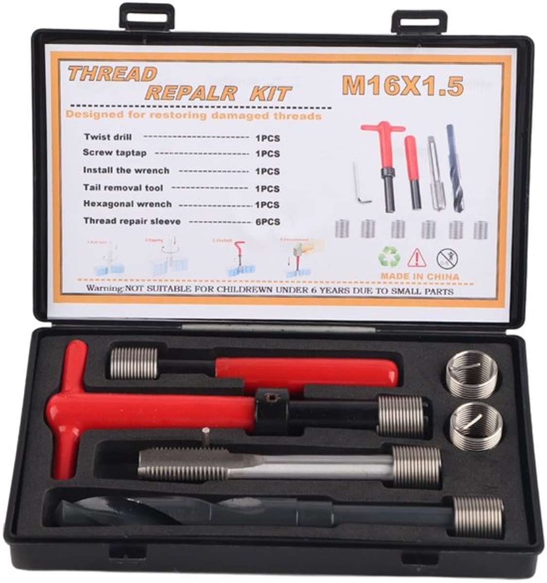 Solidchoice - Dailygoody - Draad Reparatie Kit - M16x1.5 - Twisted
