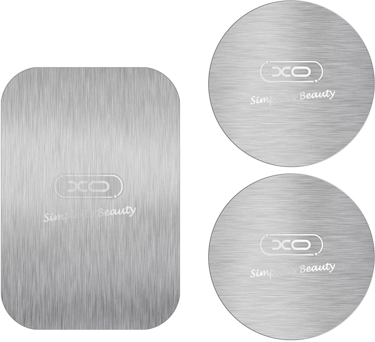XO, 3x Adapters Magnetische Autohouder Metalen Plaatjes, Zilver