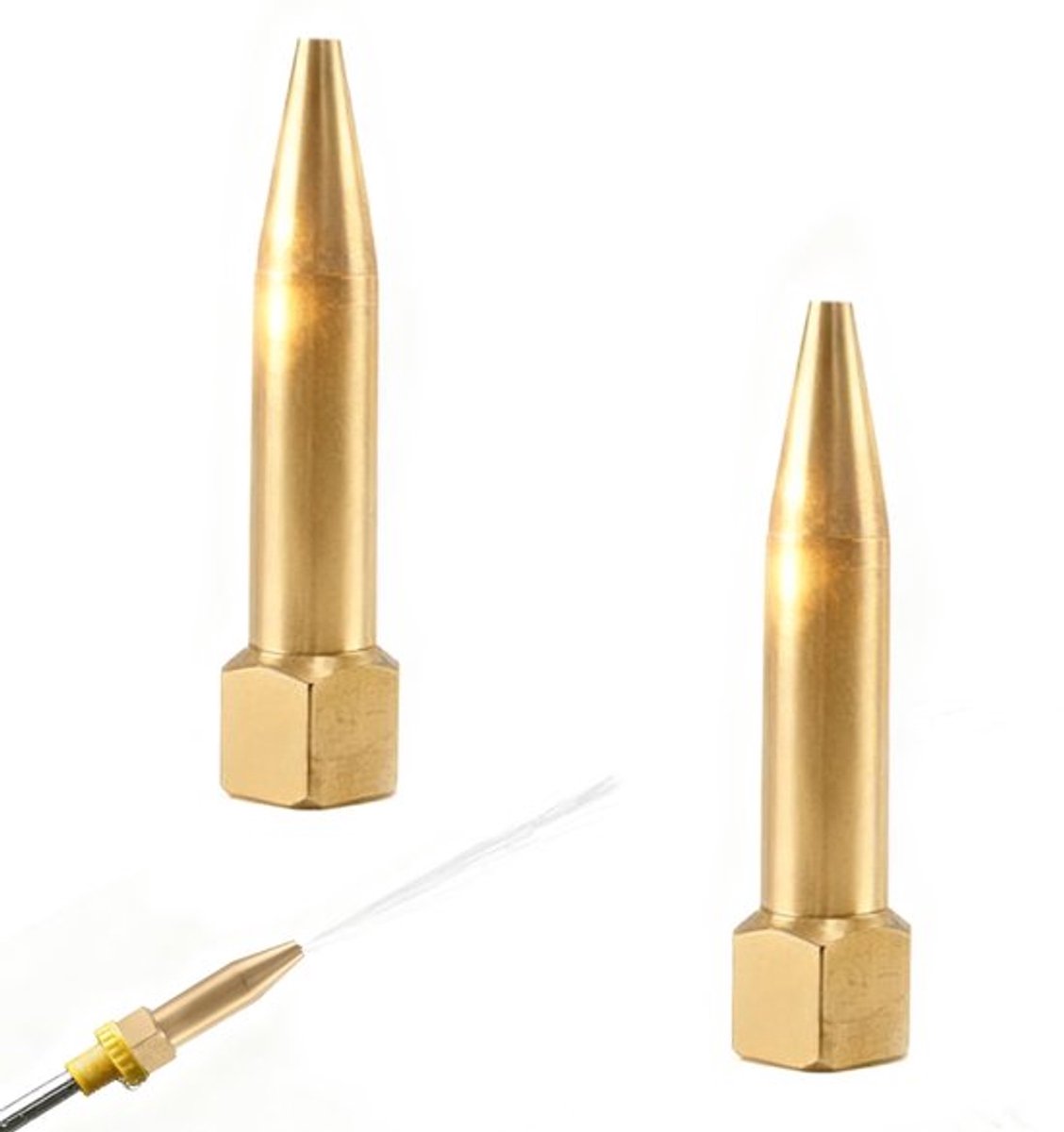 2 stukken goudkleurig hogedrukmondstuk M14 schroefdraad lang
