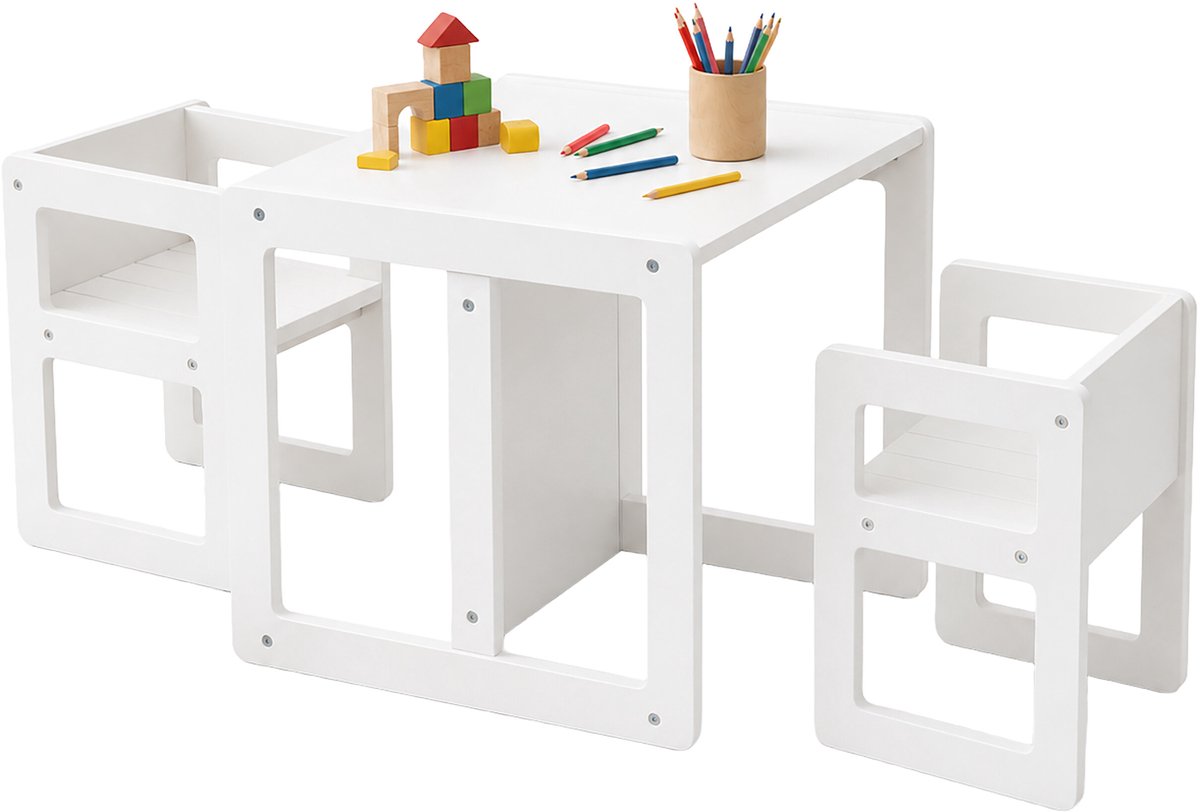 Kindertafel met 2 stoeltjes - wit