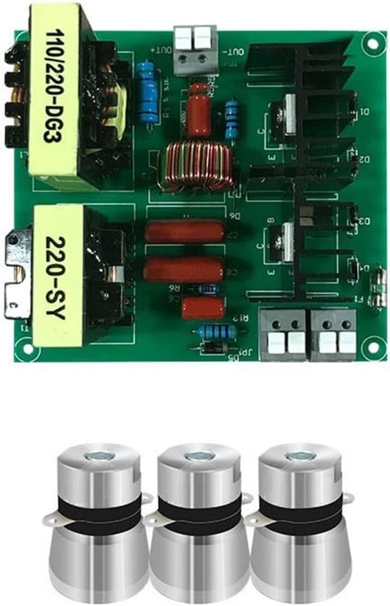 Schakelbord Kit - Printplaat Module - Ultrasoon Reinigen - 150W Verwarming - 40KHz Frequentie - Groen Zilver