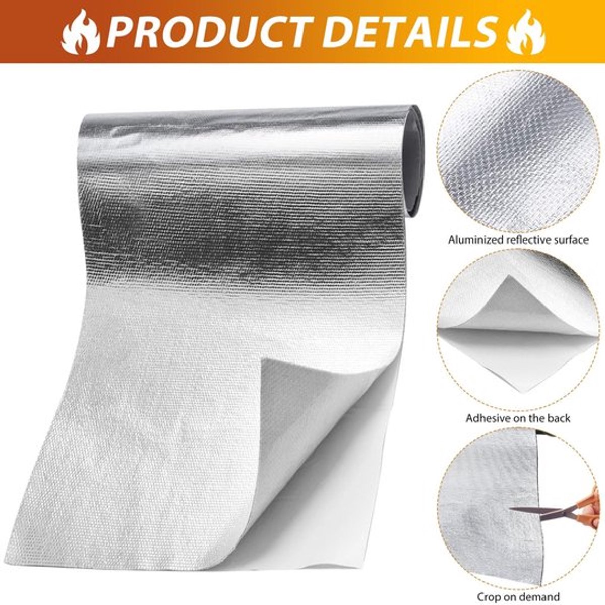Dailygoods- Warmtebeschermingsmat 60 x 100 cm - Zelfklevend - Aluminium - Vezeldoek