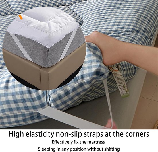 Draagbare Vloermatras - Opvouwbaar Bed - Comfortabel Slapen - Dikke Wasbare Vulling - 180 x 200 cm - Lichtblauw — afbeelding 5
