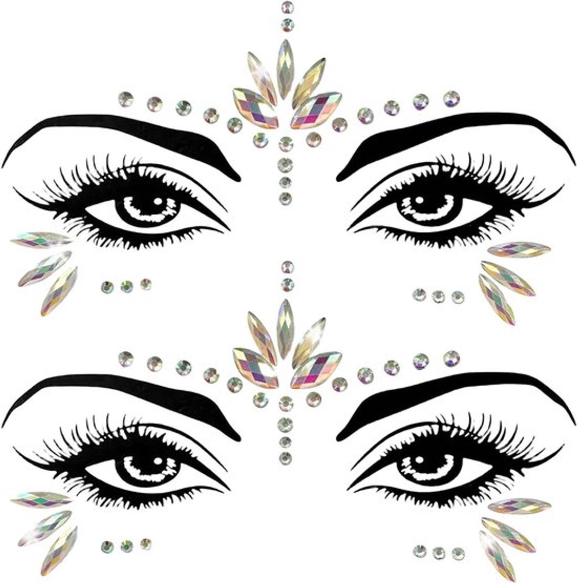 Zelfklevend glitter rhinestone make-up voor Carnaval