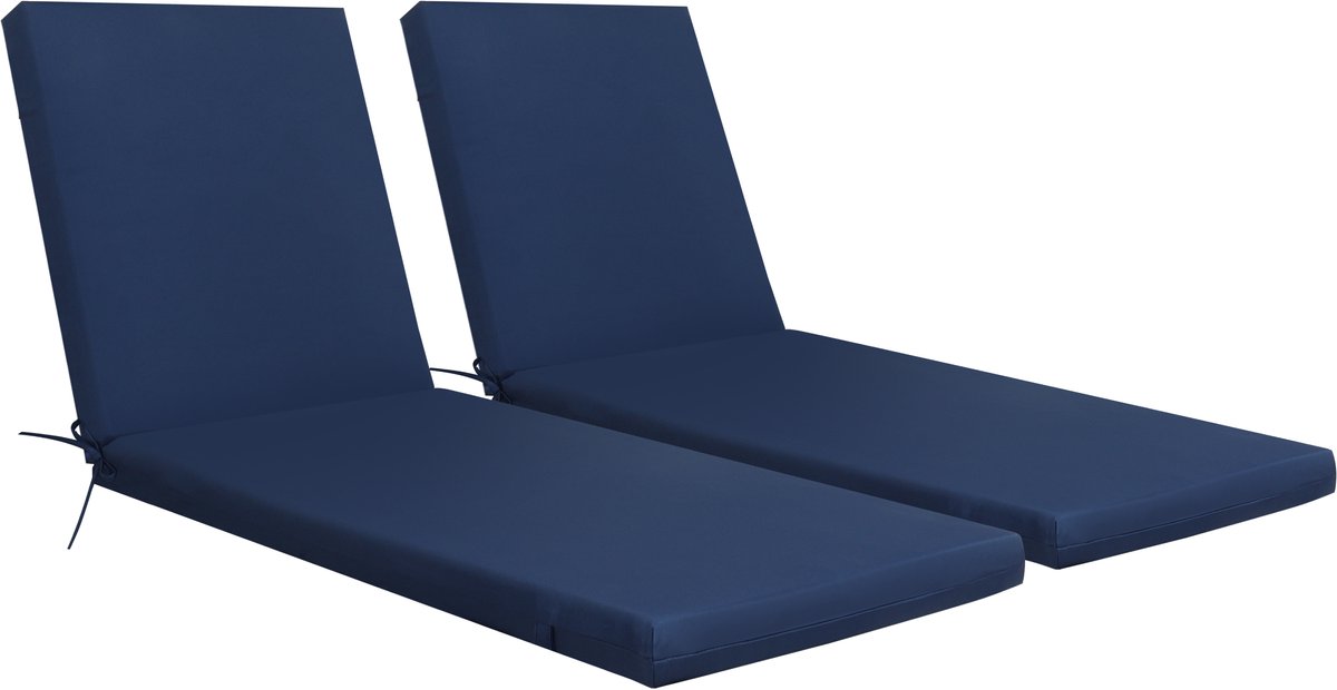 2-Pack Tuinkussen voor Ligstoelen - Vervangingskussen & Zitkussen - Marineblauw