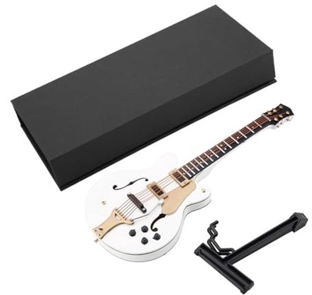Zeynomax - Houten miniatuurgitaar - Decoratie - Wit - Muziek instrument - Leuke