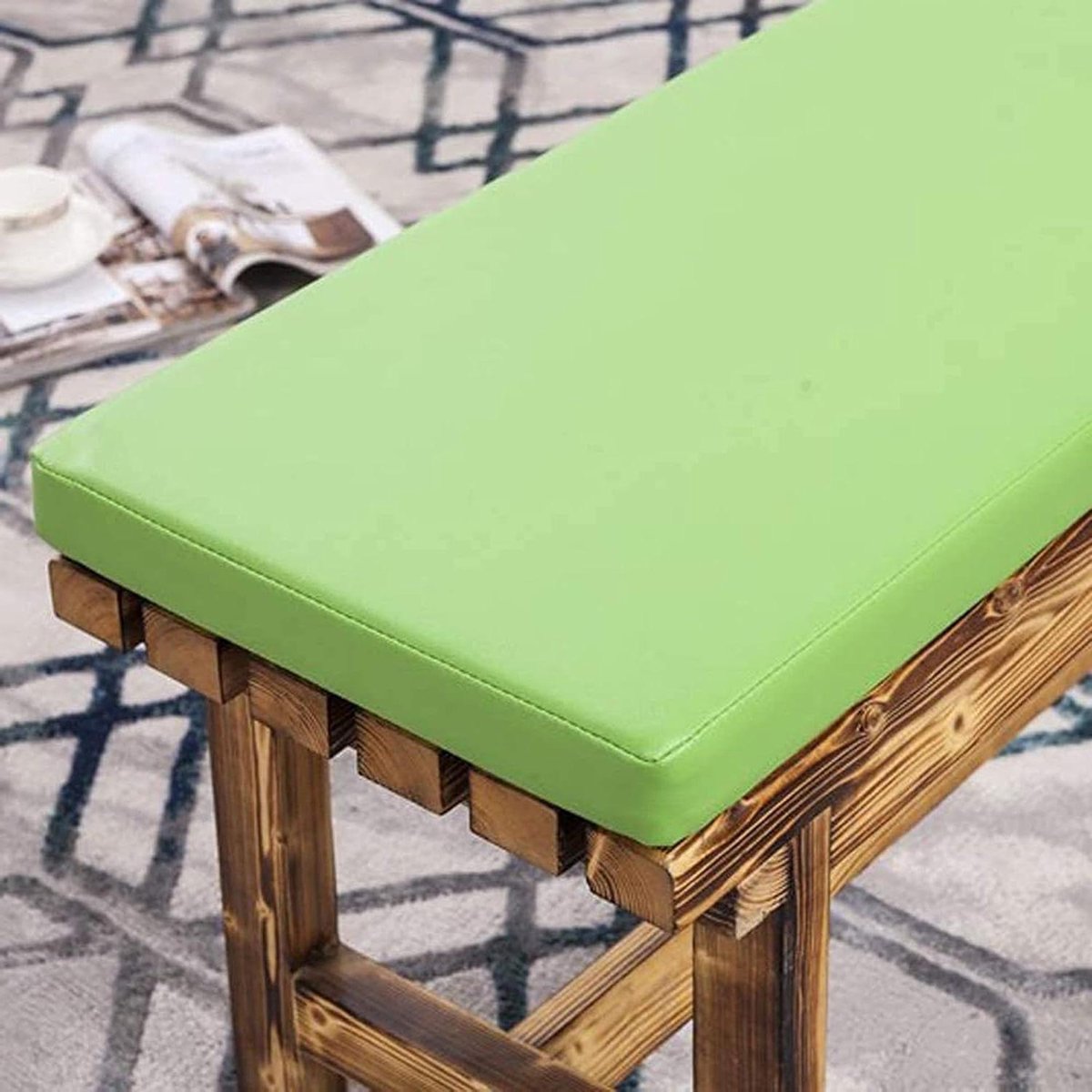 Zitkussen voor buitenbank - Tuinkussen bank Terraskussen - Buiten Zitten - Waterdicht PU-leer - 150 x 35 cm - Groen