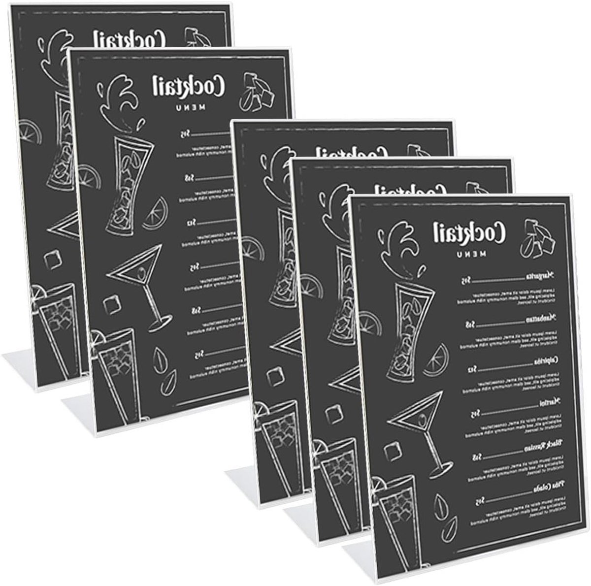 Acryl tafelstandaard A4 - Ideaal voor restaurants, foto's, cafés, advertenties en documenten - Set van 5 stuks