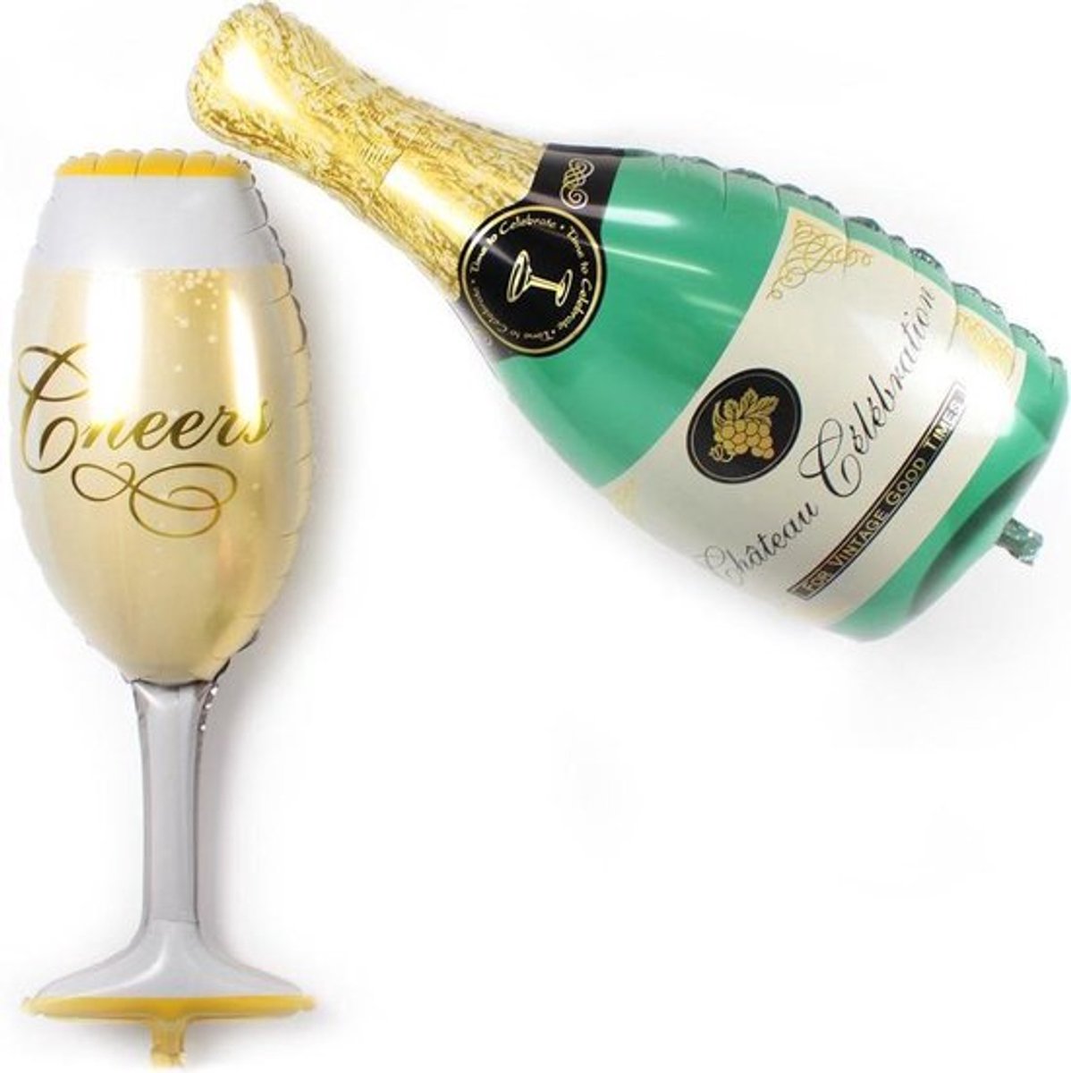 Folie helium ballon Champagnefles en Champagneglas 102cm