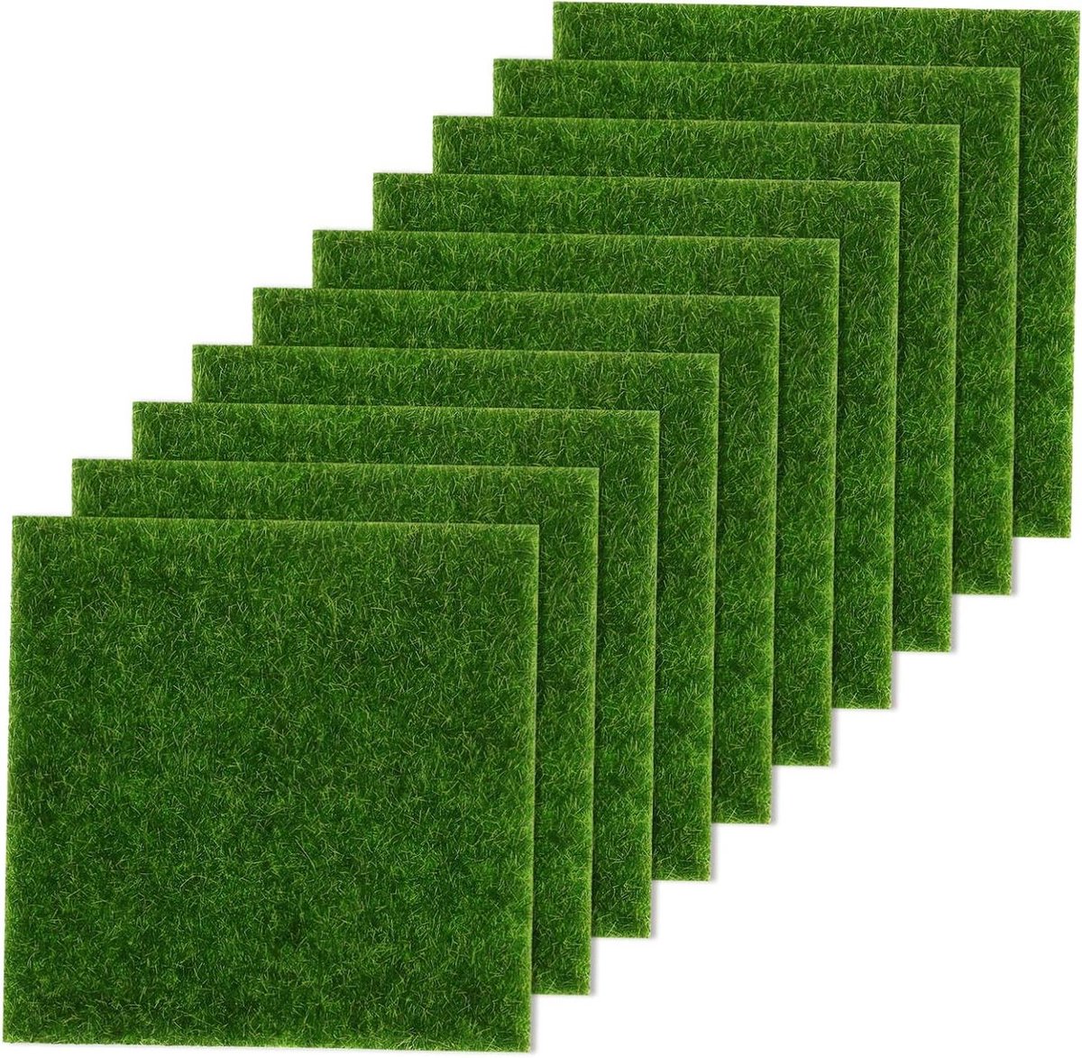 Kunstgras Matten - Nep Mos Decoratie - Landschapsarchitectuur Maken - Levensecht Uiterlijk - 15 x 15 x 1 cm - Groen