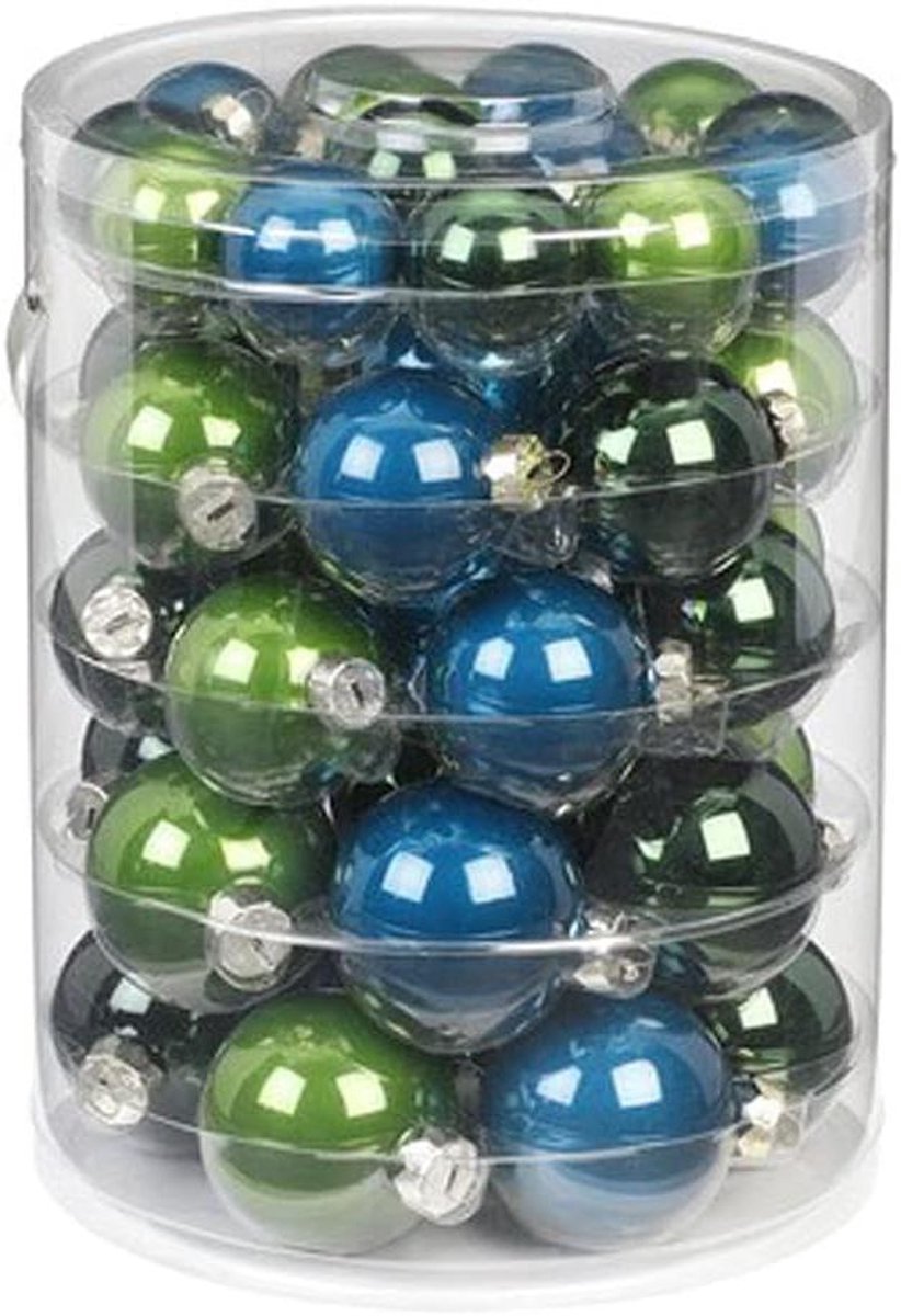 Kerstballen Set - Decoratie Ballen - Kerstboom Versieren - Echt Glas - 44 Stuks Mix - Petroleum Groen