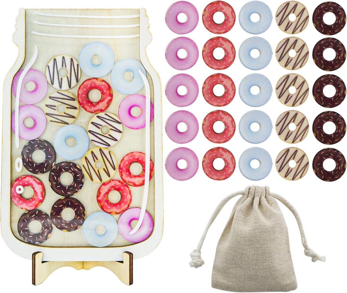 SnelShoppen - Persoonlijke Donut Beloningspot voor Kinderen - Stabiele Houten Beloningspot voor Gedrag - Ideaal voor Thuis en Klaslokaal - Terug naar
