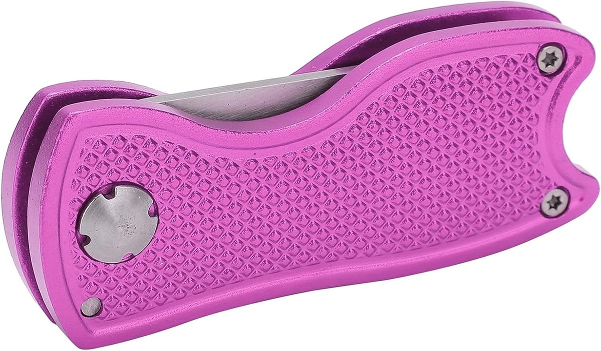 SnelShoppen - Vouwbare Grondhersteltool - Ergonomische Stalen Pitchfork voor Golfliefhebbers - Lichtgewicht en Draagbaar - Roestvrij Aluminium - Roze