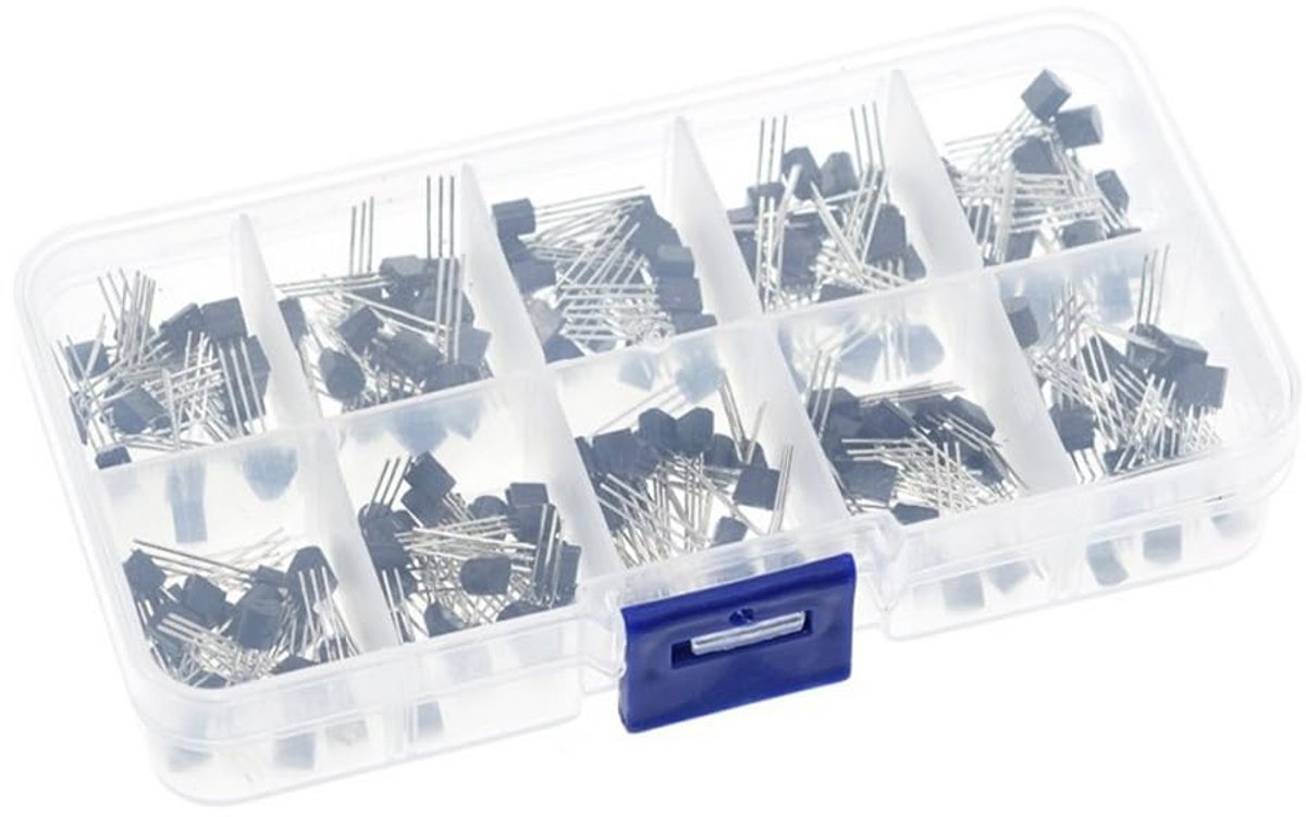 SnelShoppen - Universele Transistoren Set 200 Stuks BJT Vermogen Transistoren BC337 BC327 2N2222 2N2907 2N3904 2N3906 S8050 S8550 A1015 C1815 met Opbe
