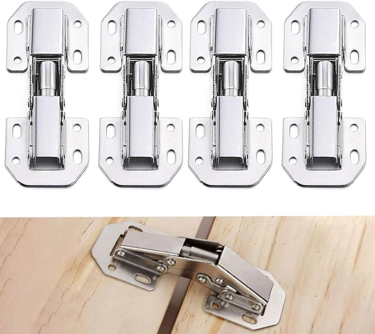 4 hinges for doors, 104 x 44 mm, kitchen hinges, cabinet door hinges, retractable spring hinges, suitable for kitchen - ShopVlot