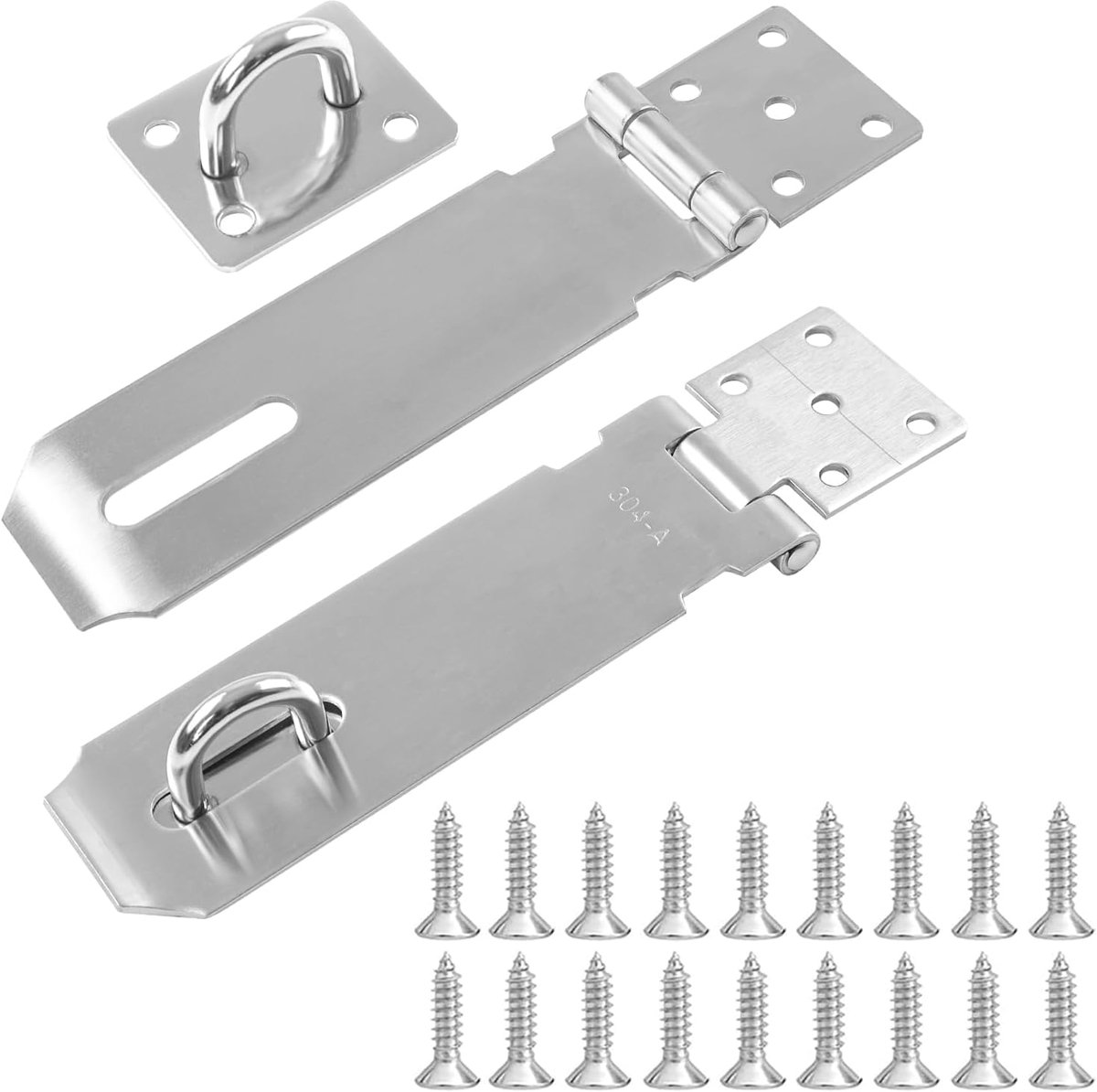 SnelShoppen - 2 Stuks 5 Inch Heavy Duty Hangslot Haken, RVS Deurslot Beveiliging met Schroeven voor Kledingkast, Garagedeur (Zilver)