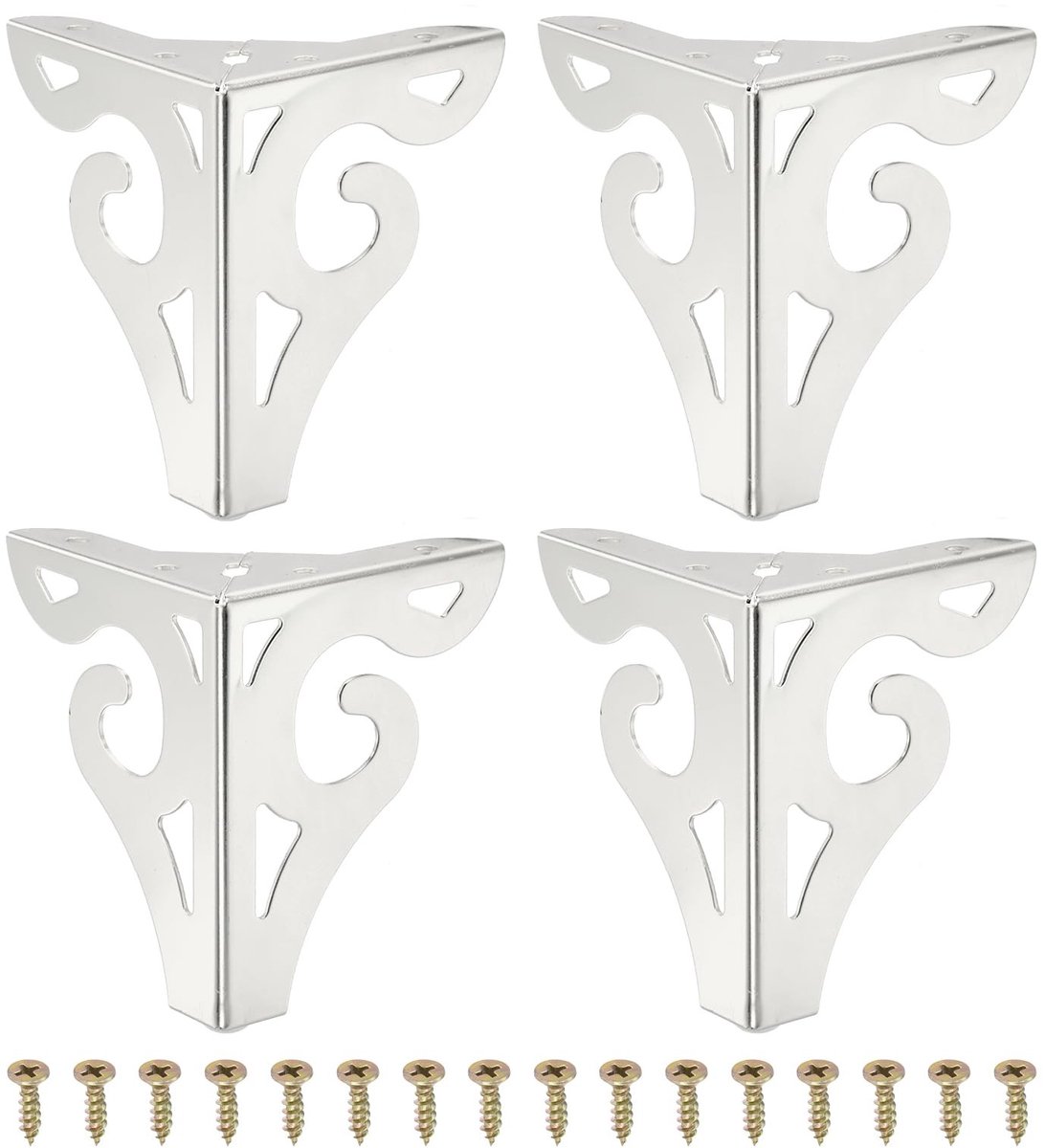 Omgoods - Set van 4 Moderne Metalen Driehoekige Meubelpoten Zilver