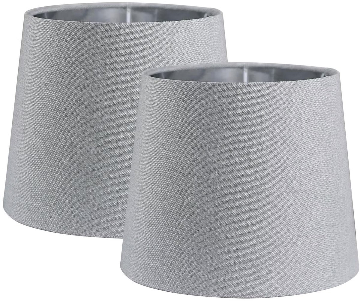 Omgoods - 2 Stuks Lampenkappen - Moderne Grijze Tapered Vervangingen met Zilveren Voering