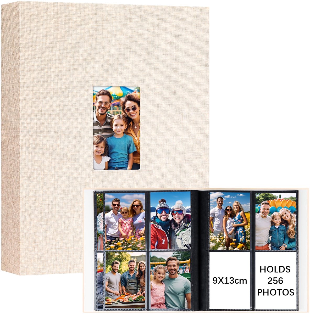 Omgoods - Luxe Fotoalbum voor 256 Foto's 9x13cm met Linnen Cover