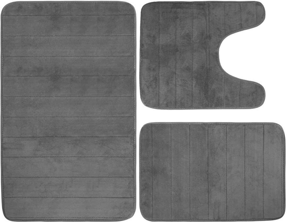 Omgoods - 3-delige Wasbare Badmat Set met Antislip en Absorberend Gevoel