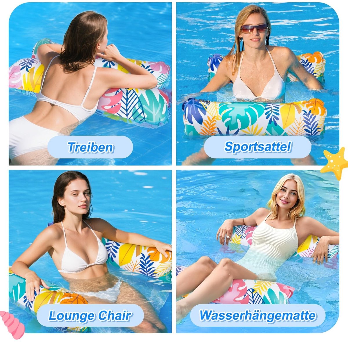 Omgoods - XL Opblaasbare Watermatras voor in het Zwembad, 4-in-1