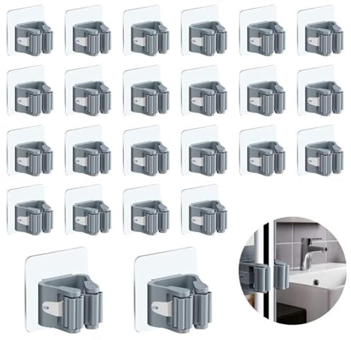 Omgoods - 24-Pack Zelfklevende Broomhouder voor Muurmontage