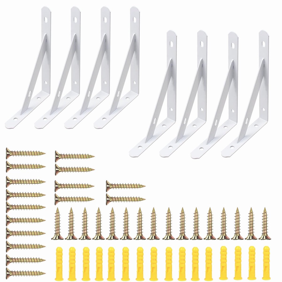 Omgoods - Set van 8 Witte Metalen Hoekplankhouders 300mm