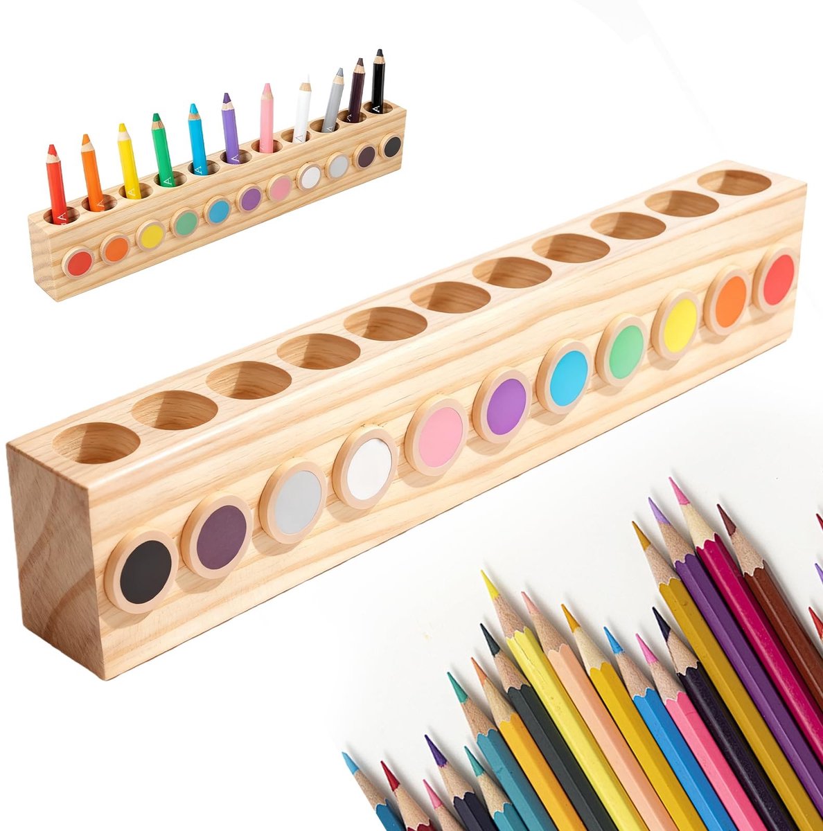 Omgoods - Houten Pennenhouder met 11 Compartimenten voor Creatief Gebruik