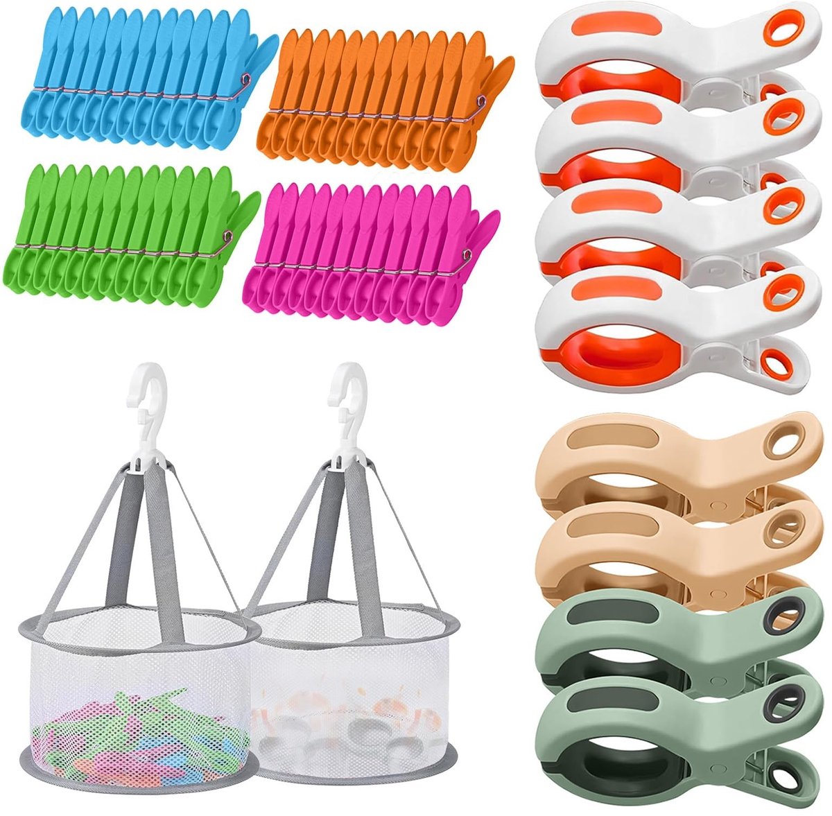 Omgoods - Set van 56 Kleurige Kledingknijpers voor Huishoudelijk Gebruik