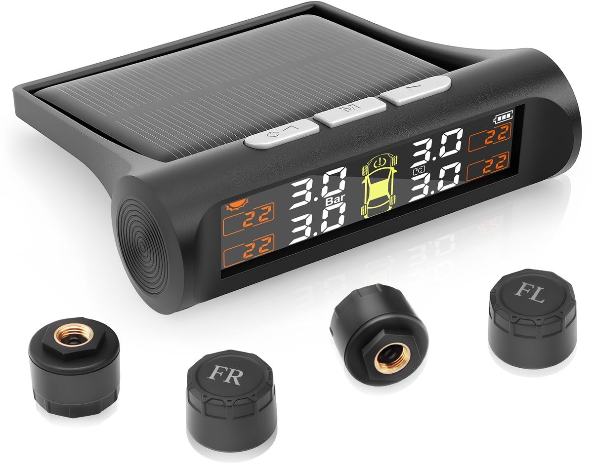 Omgoods - Tyre Pressure Monitoring System met Solar/USB Opladen