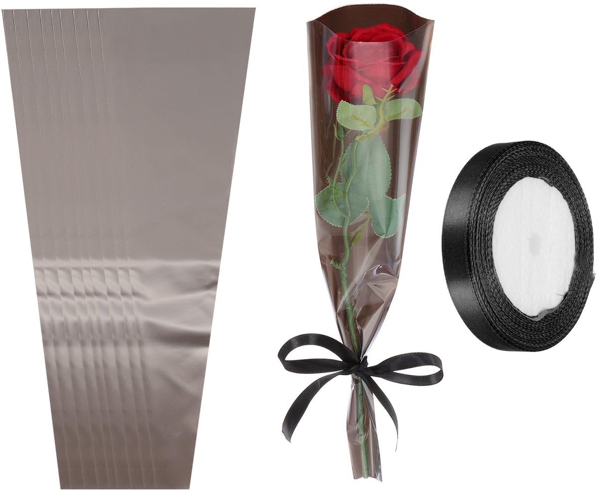 Omgoods - 50 Stuks Bloemen Inpakzak Zwart voor Boeketten en Cadeaus
