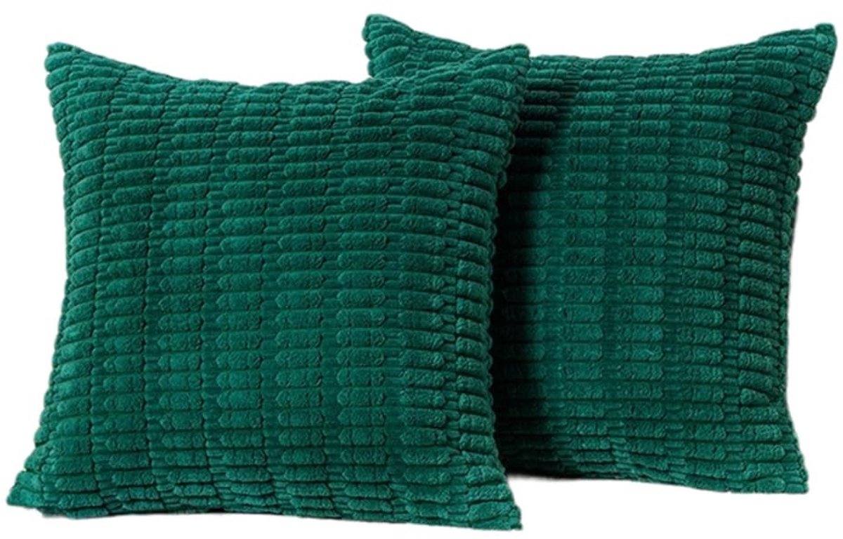 Omgoods- Kussenhoezen Ribfluweel - 2 Stuks - 55 x 55 cm - Pluche - Decoratief - Geschikt voor Woonkamer/Kantoor - Kussensloop