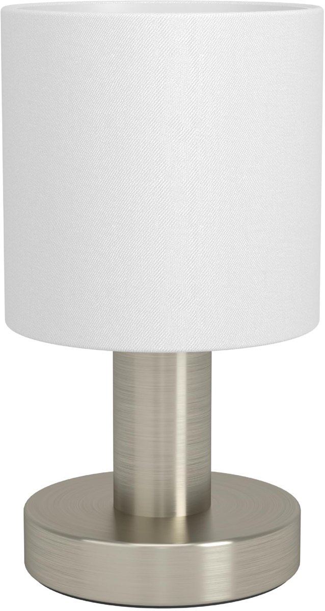 Omgoods - Kleine Zilveren Tafellamp met Witte Lampenkap