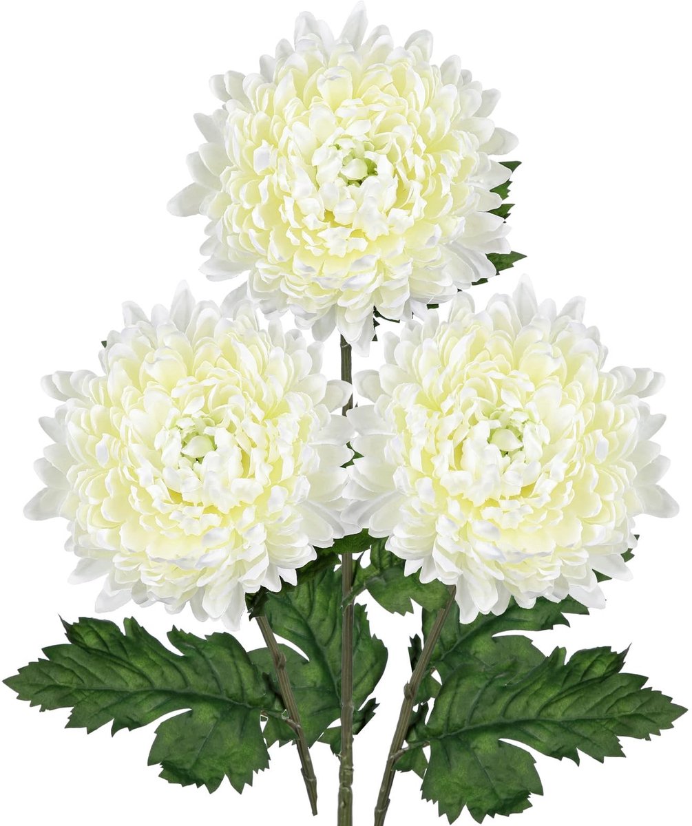 Omgoods - Set van 3 Kunsttakken met Chrysanten voor Vaasdecoratie