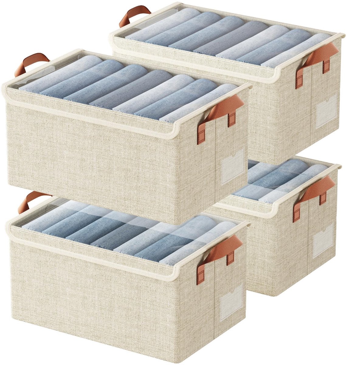 Omgoods - Vouwbare Opbergdoos met Deksel voor Kleding en Speelgoed, Beige