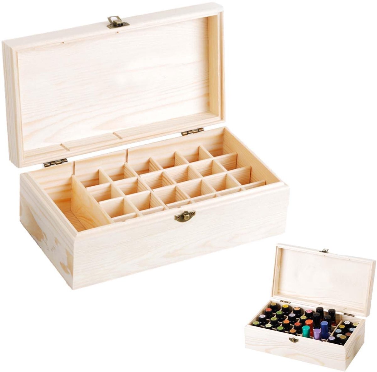 Omgoods - Houten Opslagdoos voor Essentiële Olie met 32 Compartimenten