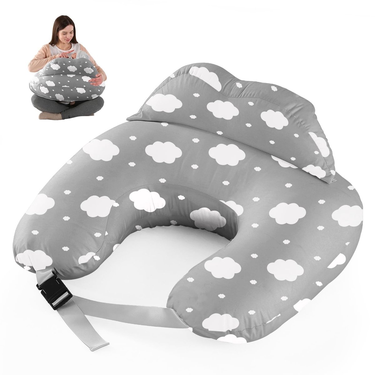 Omgoods - Multifunctioneel Voedingskussen U-vormig 100% Katoen voor Baby en Moeder