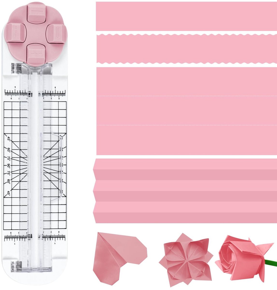 Omgoods - 4-in-1 Papier Cutter met Beschermende Liniaal voor Creatieve Knutselprojecten