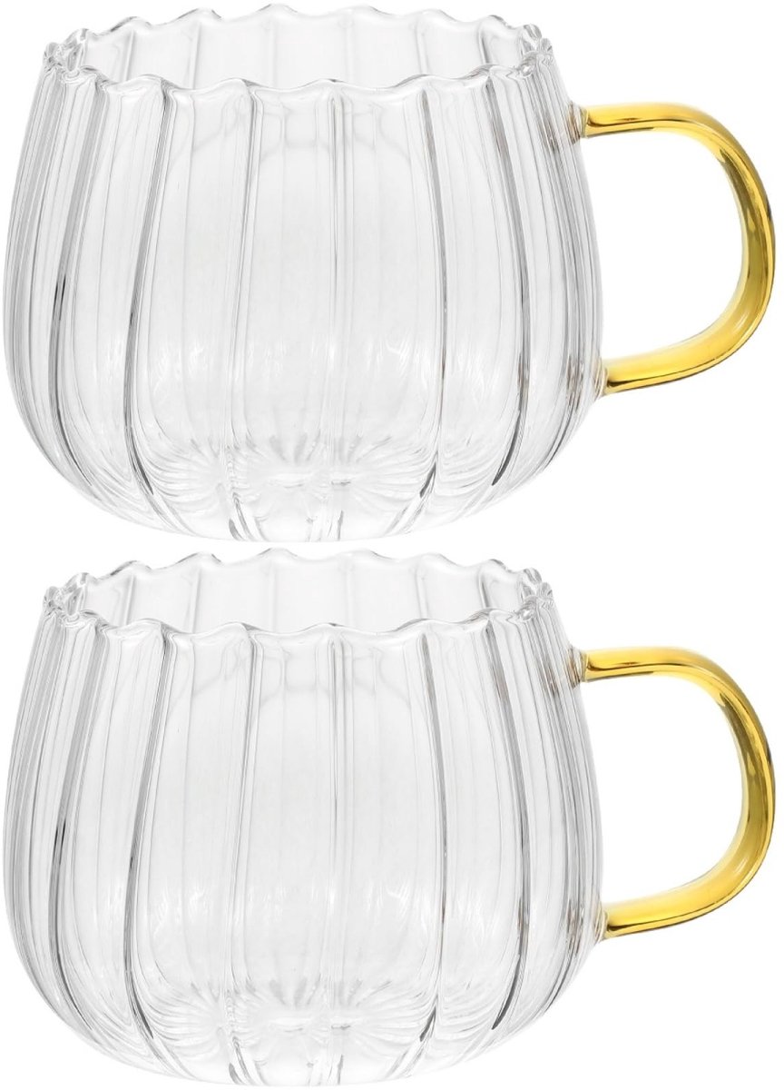 Omgoods- Koffiemok Hoog Borosilicaatglas - Ergonomische Handgreep - Transparant - Geschikt voor Koude/Warme Dranken - 15,6 x 15,6 x 15,6 cm - Stijlvol Ontbijtglas - Koffiekop