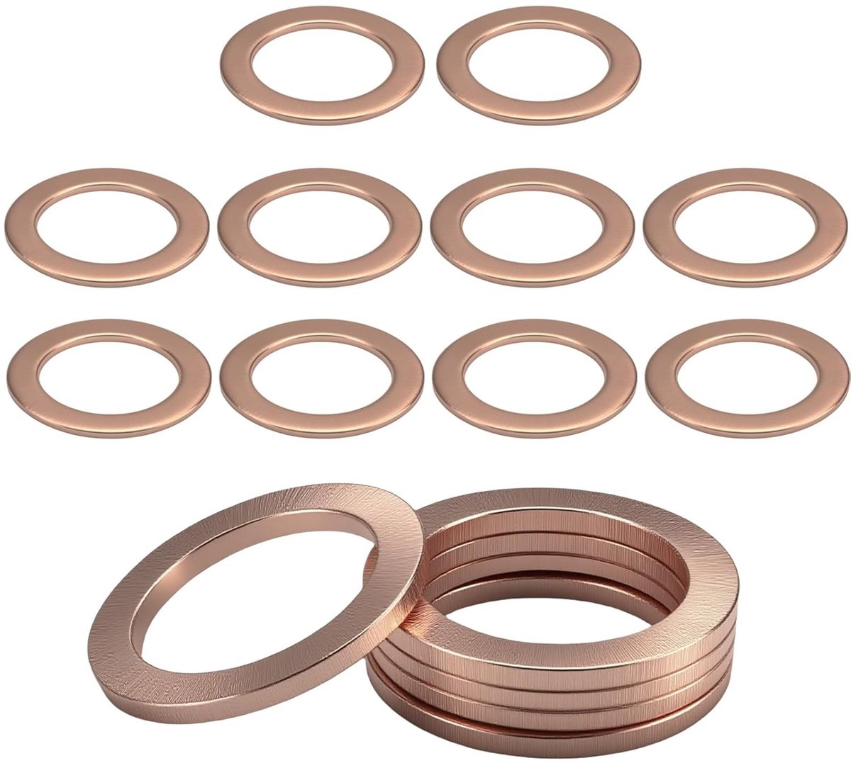 Set van 10 Koperafdichtringen M14 x 20 mm voor Olieafvoer, Brandstofverbinding en Afdichting