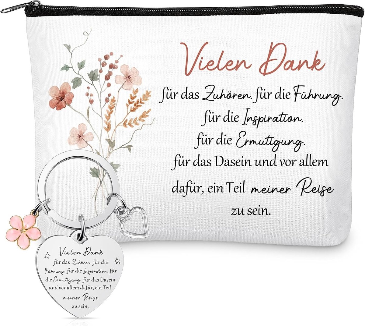 Persoonlijk Afscheidsgeschenk voor Collega - Bedankje voor Vertrek, Jobwissel of Pensioen - Make-up Tas met Sleutelhanger voor Teamleden