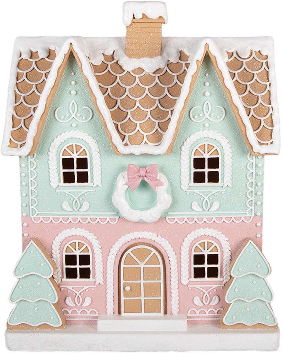 Clayre & Eef Gingerbread house 38x20x48 cm Bruin Kunststof